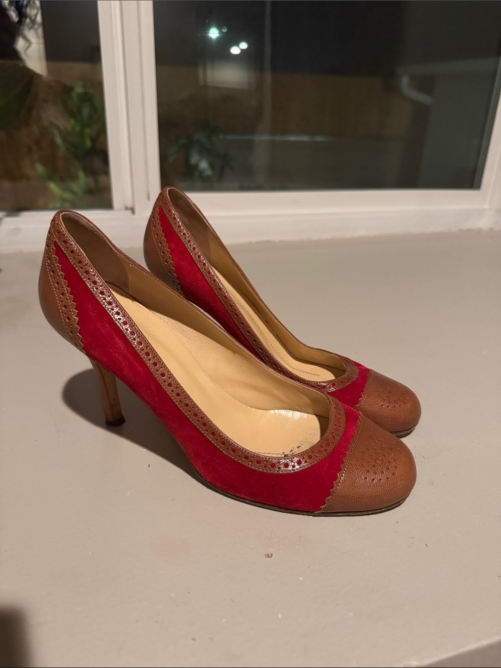 Women's Two-Tone spectator Leather Suede Pumps Kate Spade
